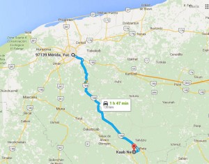Como llegar a Kaab Na - Foto de Google maps.