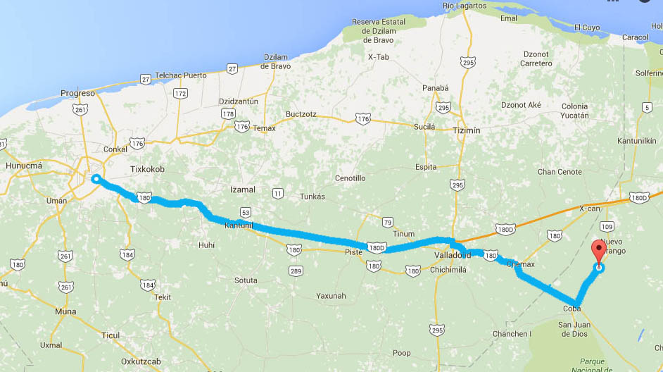 Como llegar a Punta Laguna - Foto de Google maps.