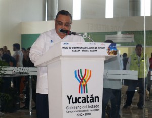 Héctor Navarrete Muñoz en la ceremonia de Interjet - Foto Lluvia Magaña.